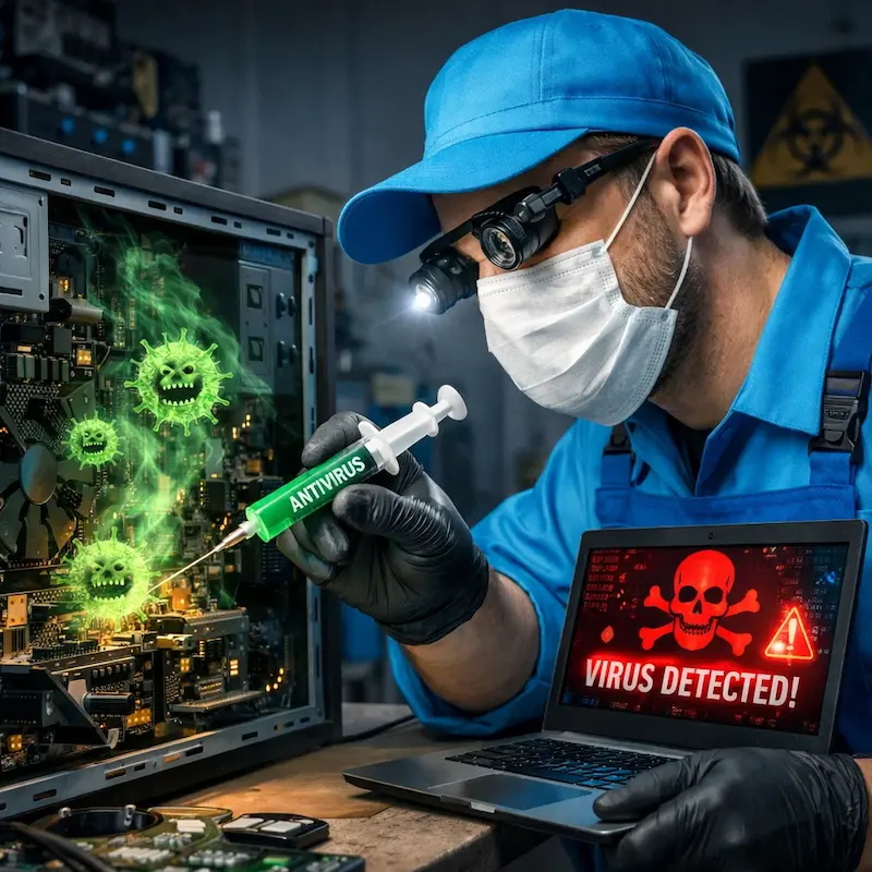 Лечение компьютера от вирусов в Новодвинске на дому